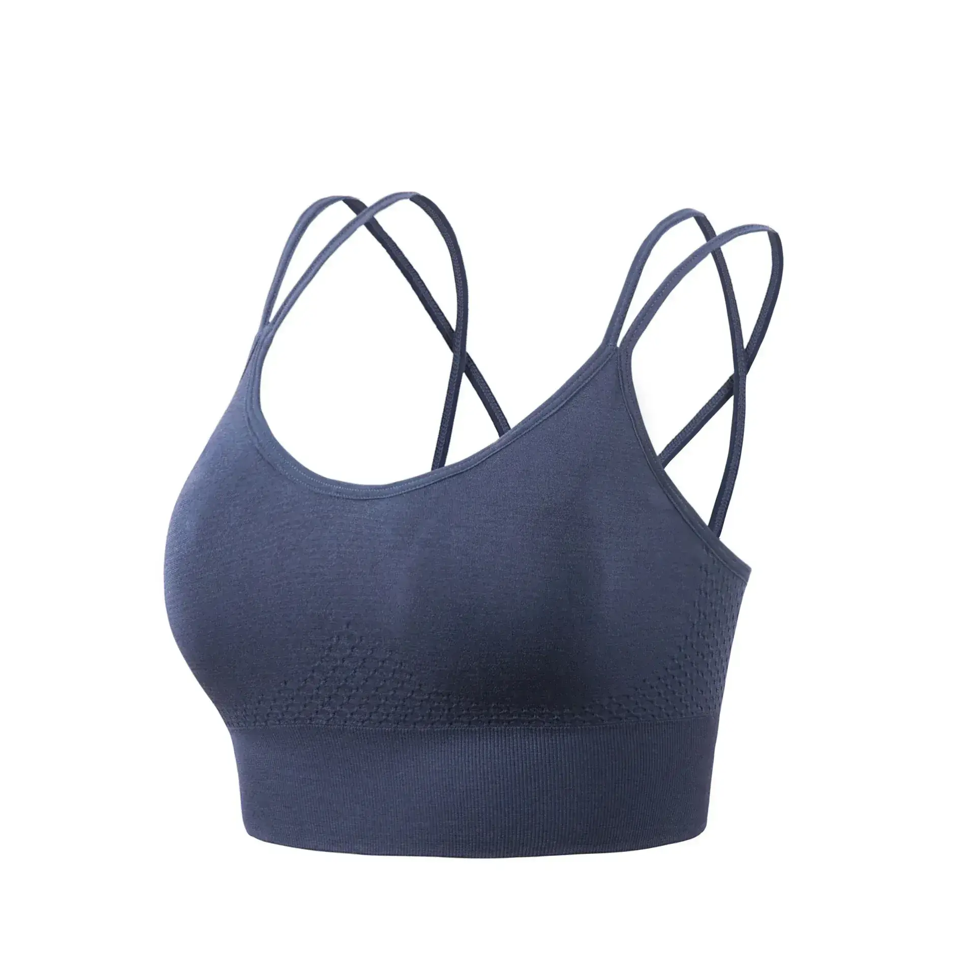 Blue Crossbody Sports Bra with Crossback Design - Image 10
