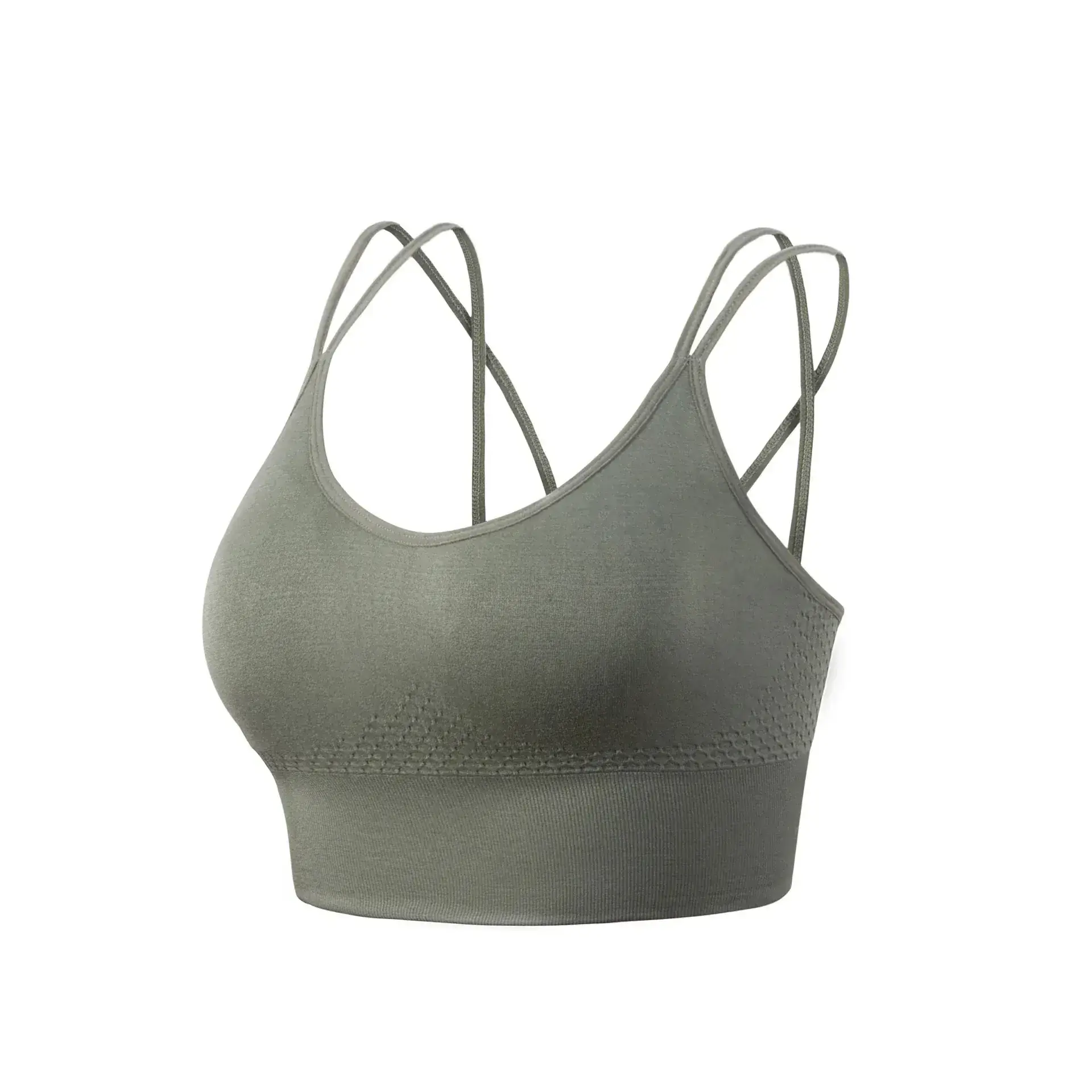 Blue Crossbody Sports Bra with Crossback Design - Image 4