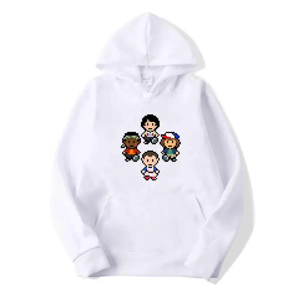 Stranger Things Hoodie Men White Graphic Print - Image 5
