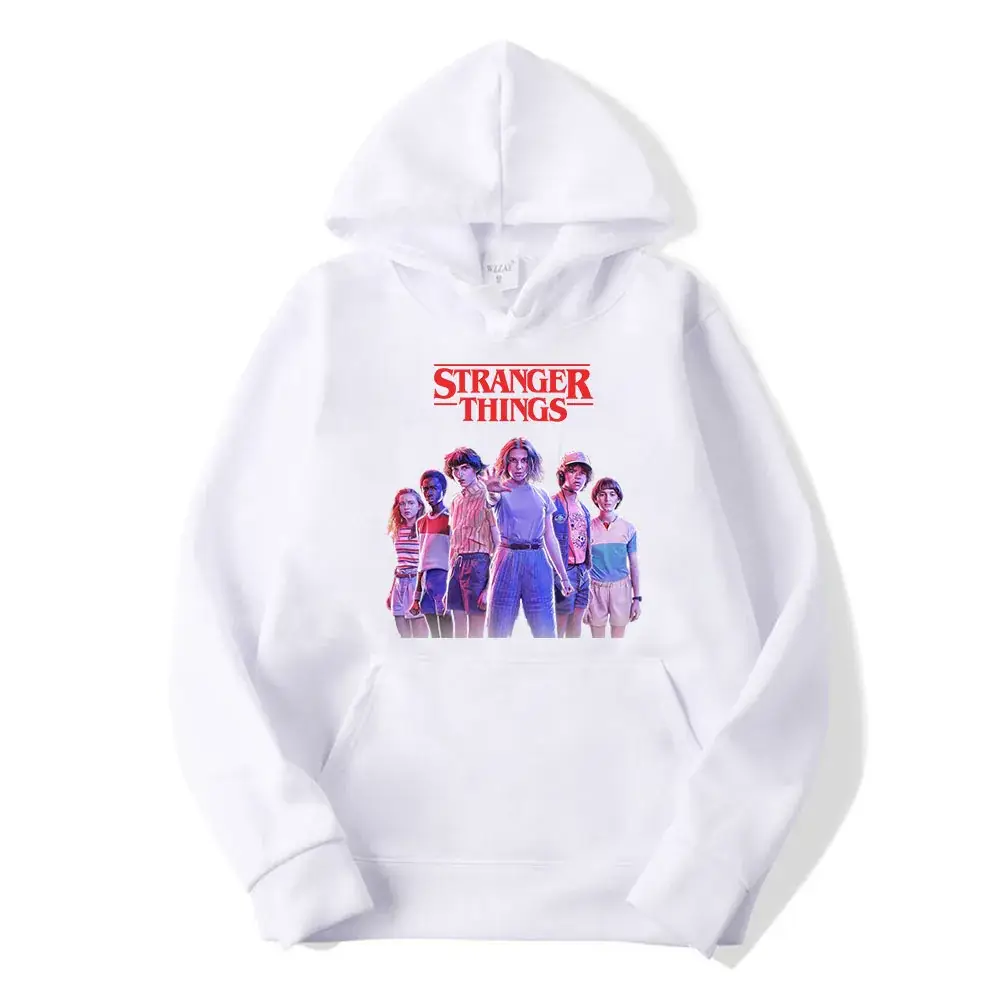Stranger Things Hoodie Men White Graphic Print - Image 9