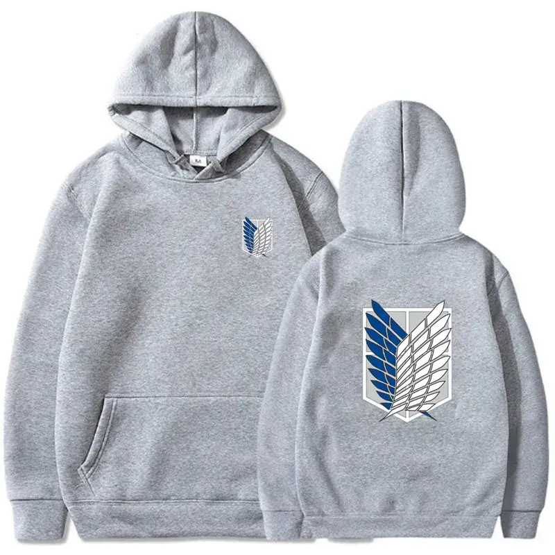 White Attack on Titan Hoodie Sweatshirt Set Grey - Image 4