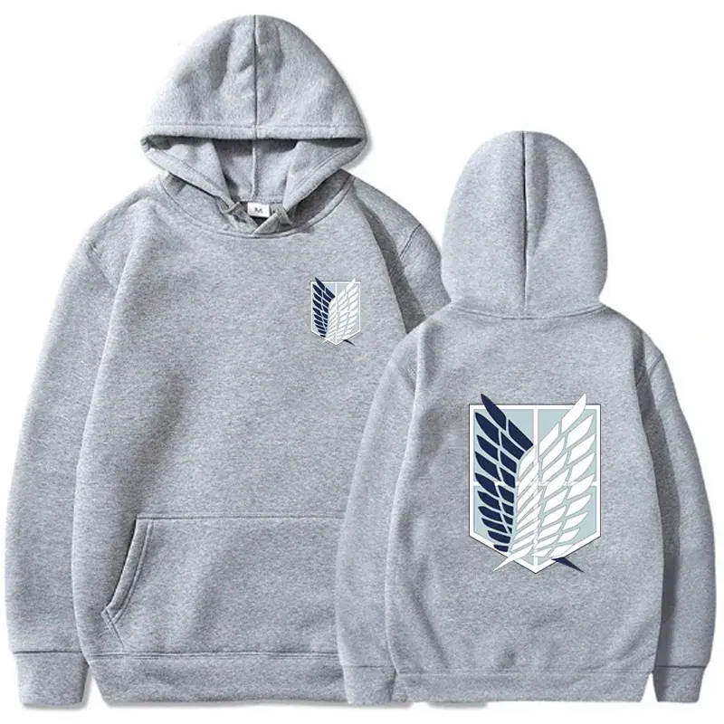 White Attack on Titan Hoodie Sweatshirt Set Grey - Image 10