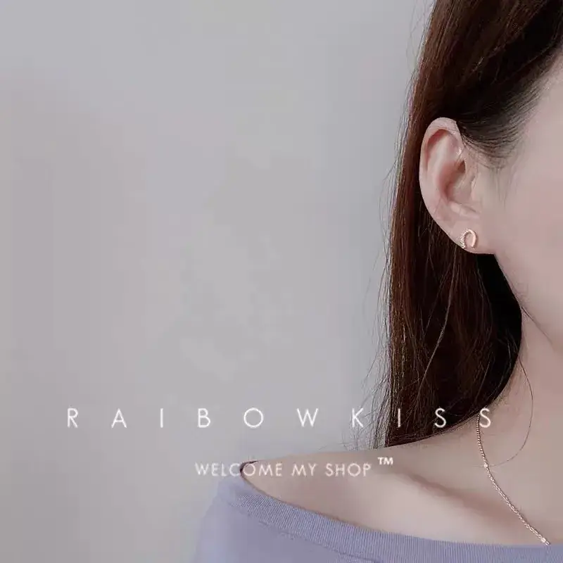 Korean Zircon U-Shoe Earrings for Women