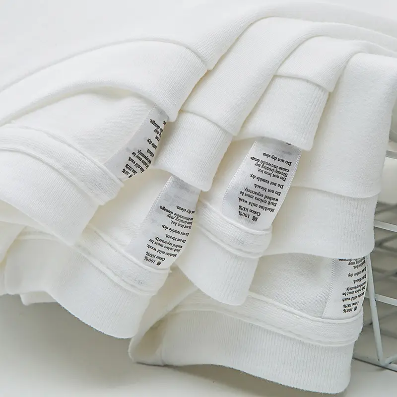 250g Heavy White Pure Cotton Solid T-Shirt Small Neckline - Image 15
