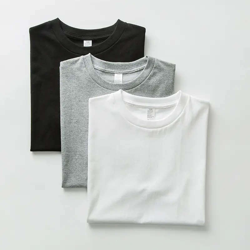 250g Heavy White Pure Cotton Solid T-Shirt Small Neckline - Image 17