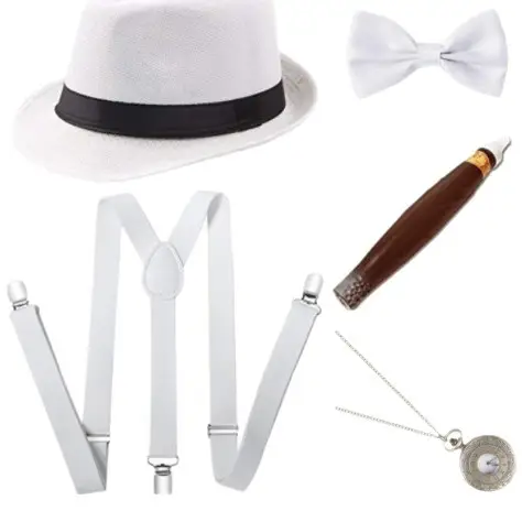 Men's 6-Piece Party Accessories Set with Hat, Bow Tie, Pocket Watch & Strap