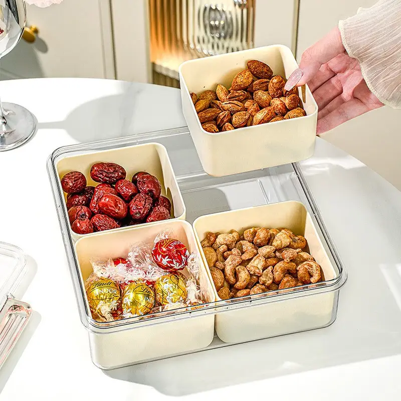 White 6-Part Fruit Plate with Secure Lid - Image 9