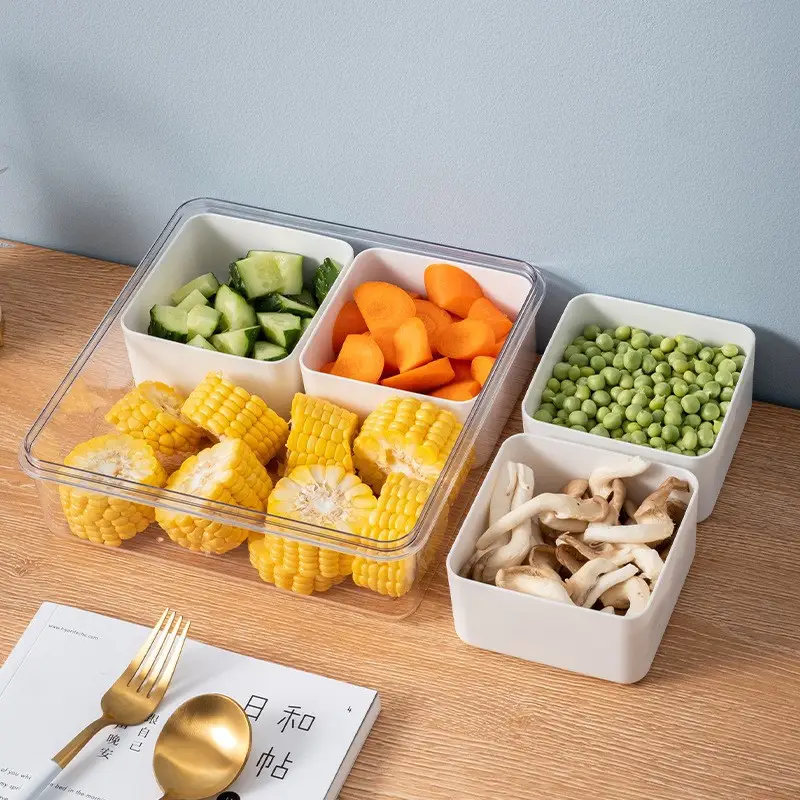 White 6-Part Fruit Plate with Secure Lid - Image 10