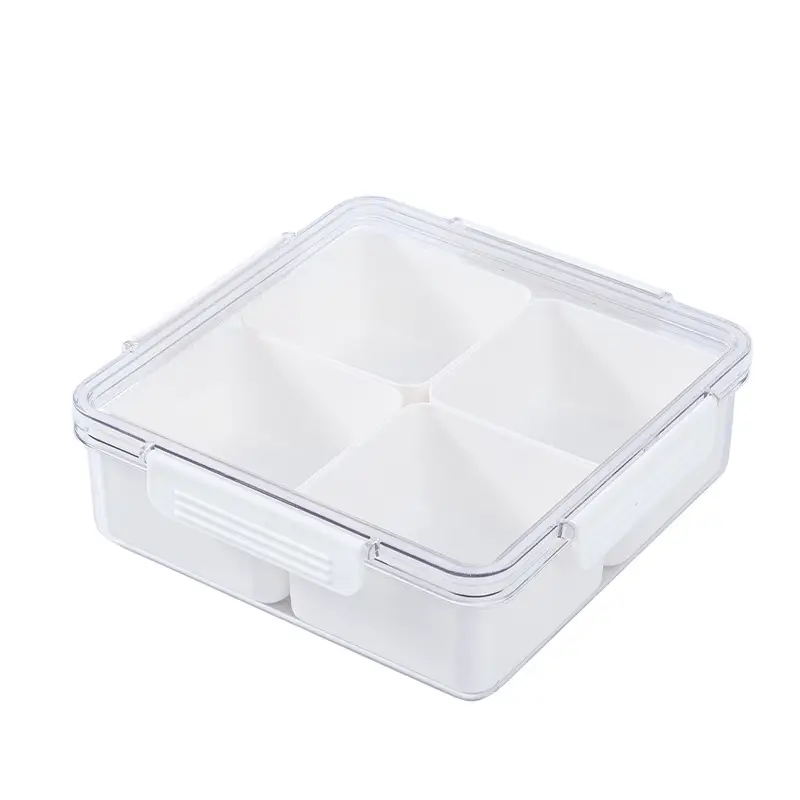 White 6-Part Fruit Plate with Secure Lid - Image 11