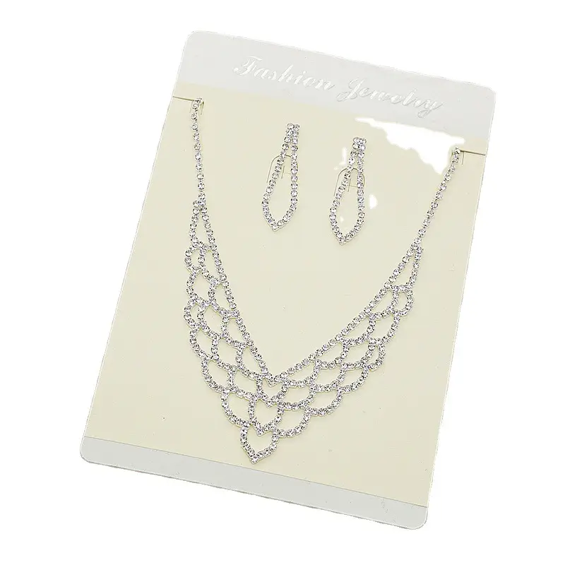 Full Diamond Rhinestone Necklace Earrings Set for Women - Image 11