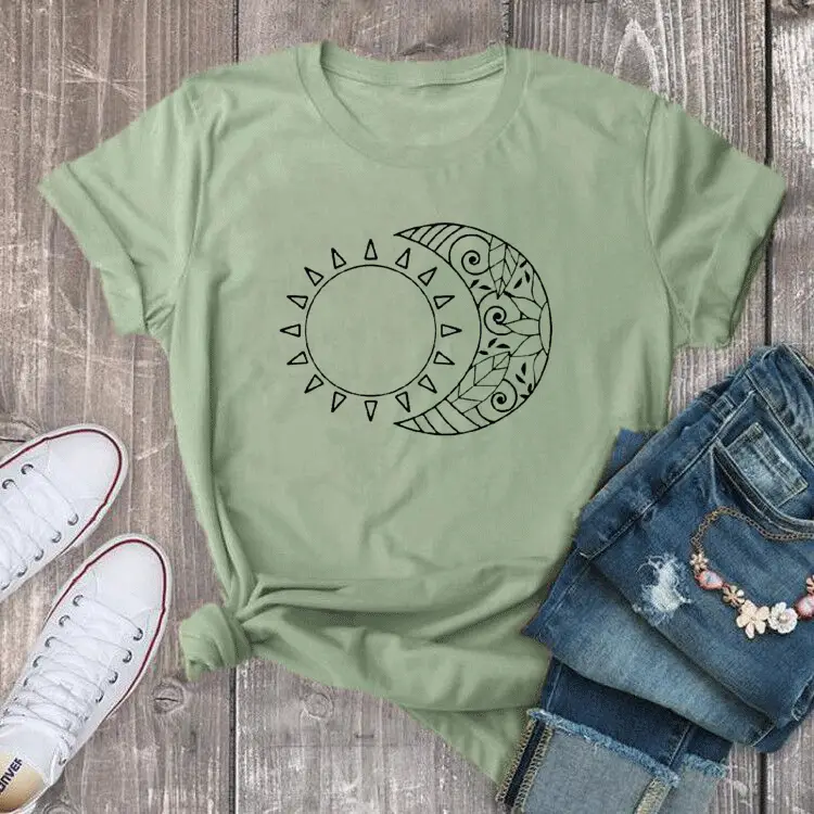 Pink Moon Moon Design Short Sleeve T-Shirt - Image 4