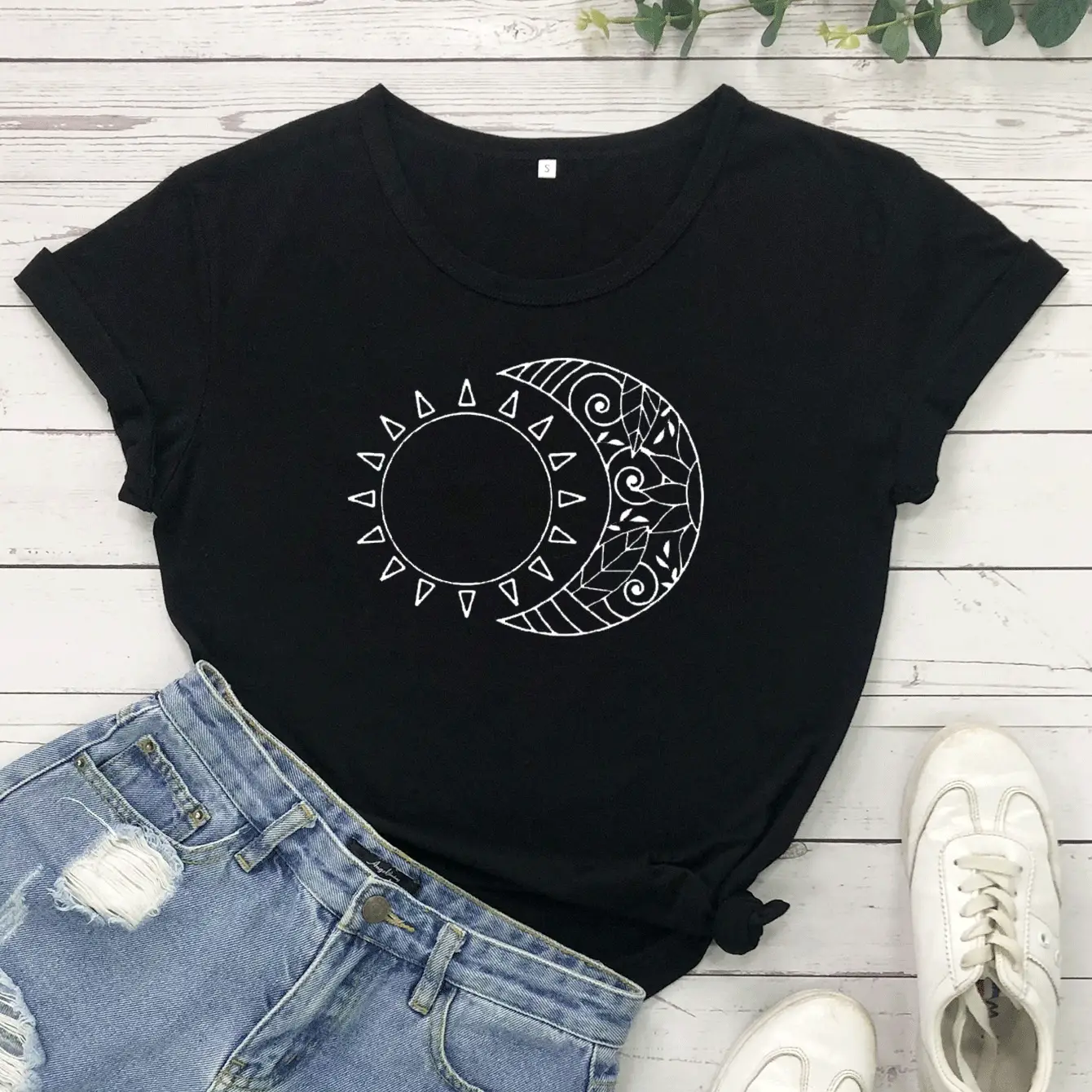Pink Moon Moon Design Short Sleeve T-Shirt - Image 2
