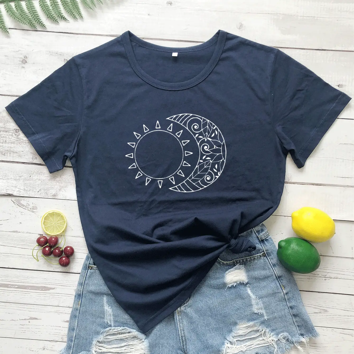 Pink Moon Moon Design Short Sleeve T-Shirt - Image 7