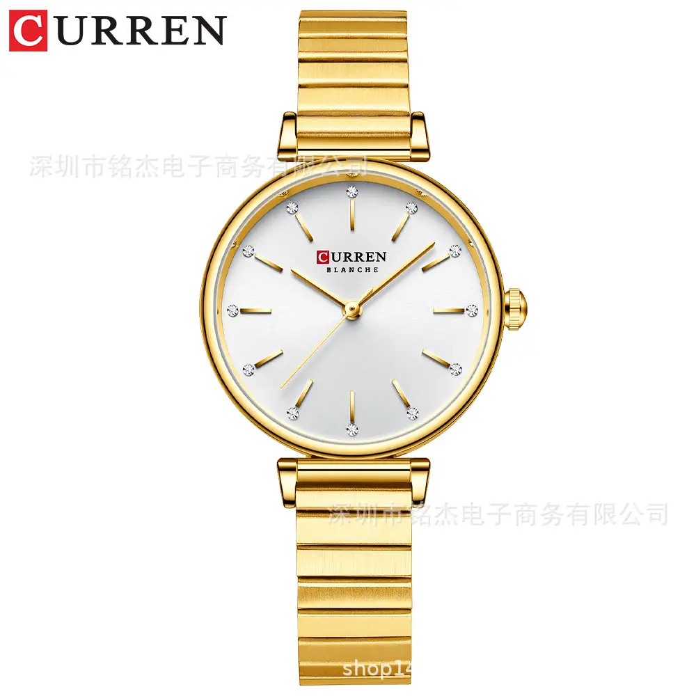 CURREN Women's Pink Rose Quartz Watch with Stainless Steel Strap - Image 2