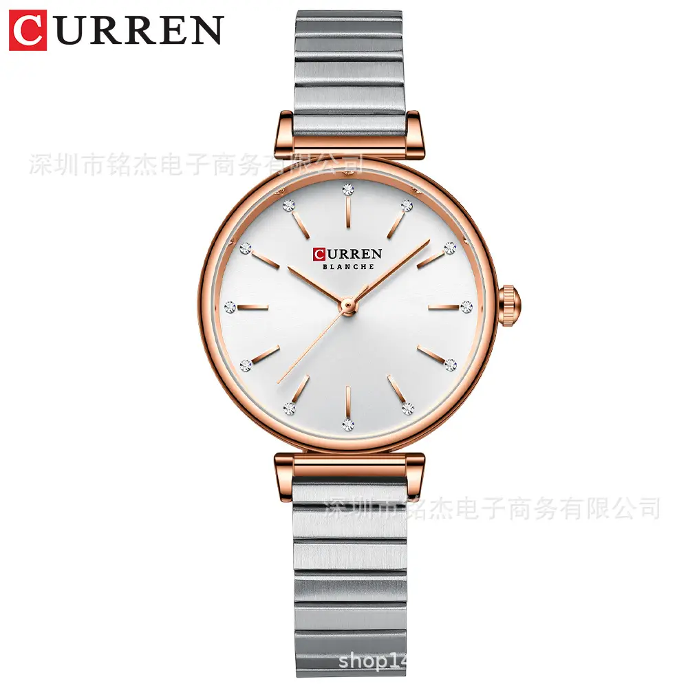 CURREN Women's Pink Rose Quartz Watch with Stainless Steel Strap - Image 4
