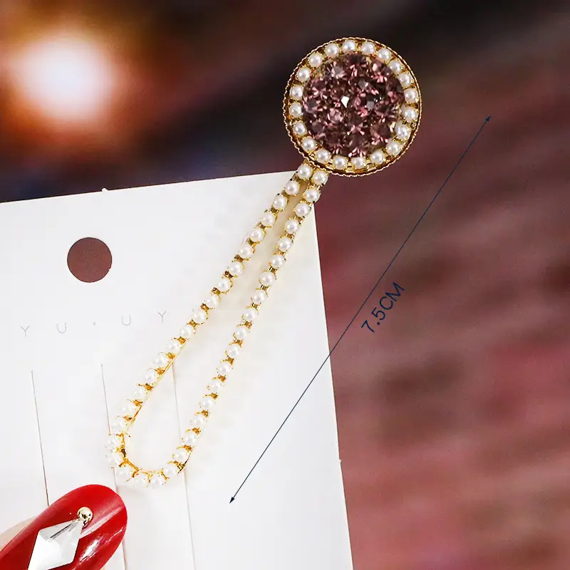 Korean Style Diamond Pearl Hairpin for Women - Image 2