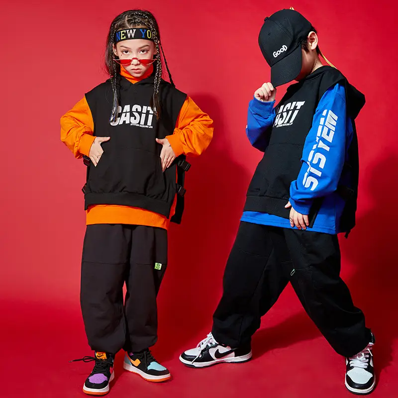 Children's Black Hip-Hop Vest Set Middle & Big Boys - Image 6