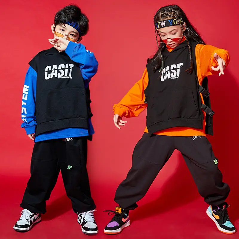 Children's Black Hip-Hop Vest Set Middle & Big Boys - Image 7