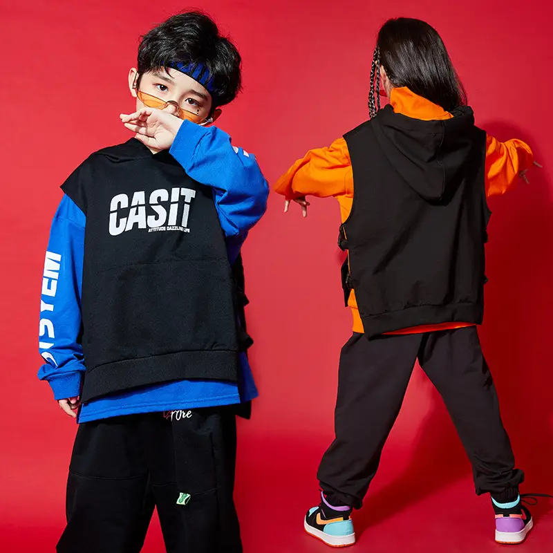 Children's Black Hip-Hop Vest Set Middle & Big Boys - Image 8