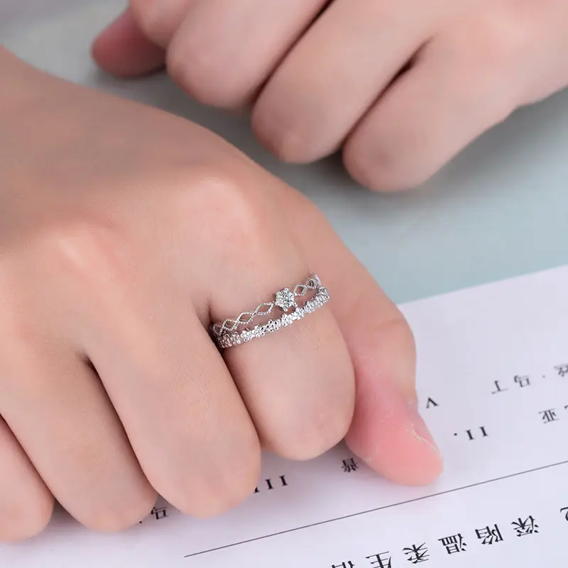Korean Style Single Diamond Lace Ring for Women
