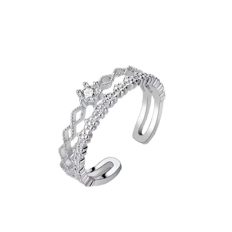 Korean Style Single Diamond Lace Ring for Women