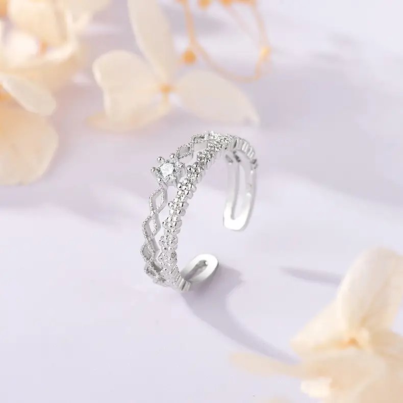Korean Style Single Diamond Lace Ring for Women — feature 3