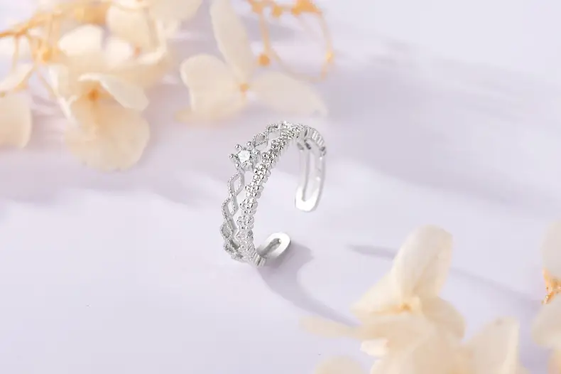 Korean Style Single Diamond Lace Ring for Women — feature 4