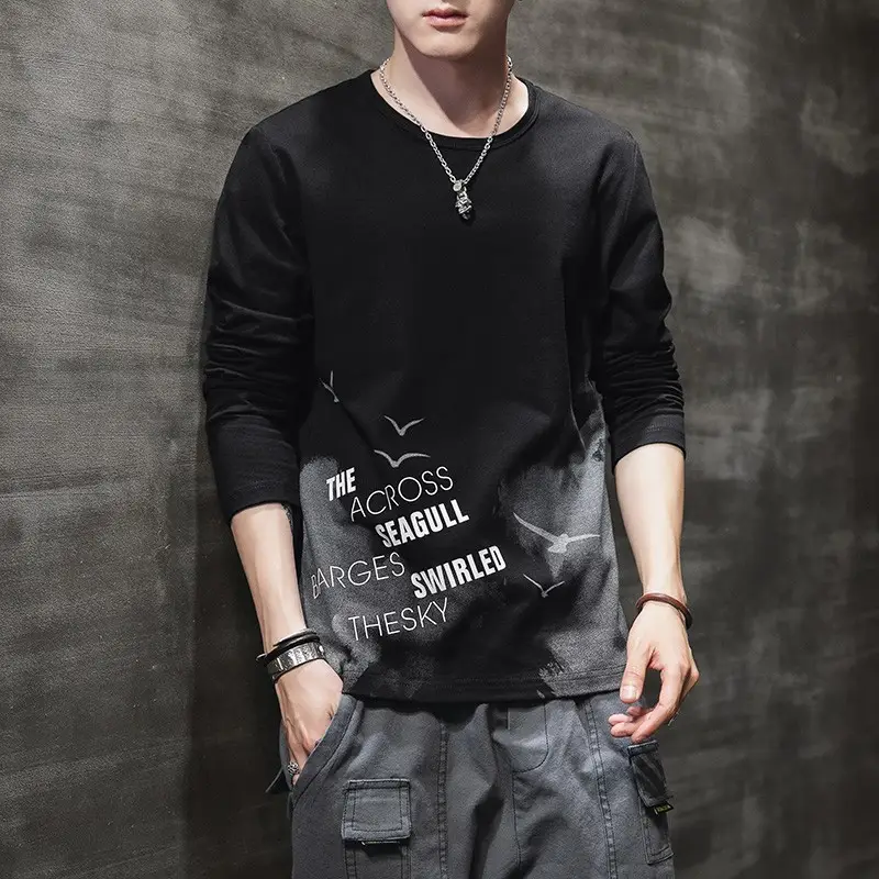 Men Grey Printed Long Sleeve T-Shirt Large - Image 16