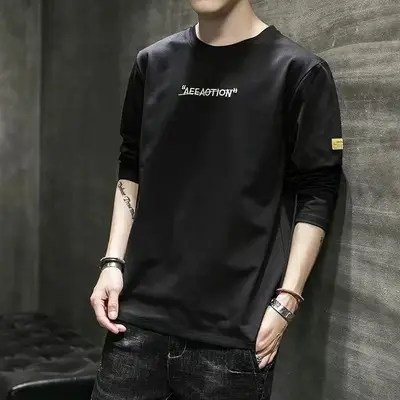 Men Grey Printed Long Sleeve T-Shirt Large - Image 2
