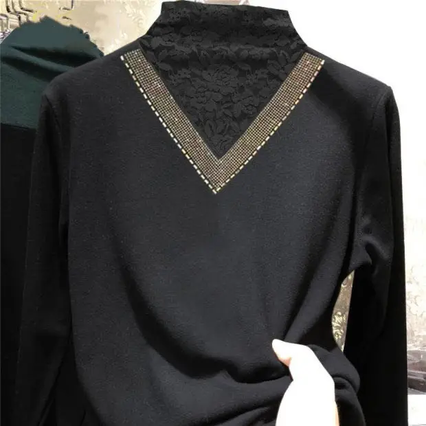 Women's Fleece Lined V-Neck Shirt Brown — feature 9