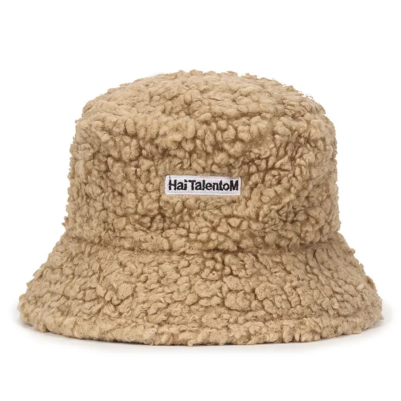 Women Wool Letter Embroidered Fisherman Hat Yellow Small Brim - Image 11