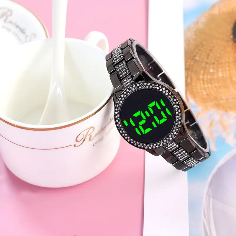 Golden Digital Women's Watch with Crystal Band - Image 5