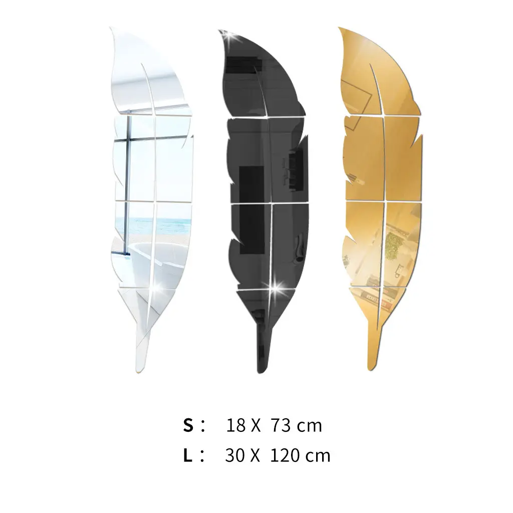 3D Feather Wall Stickers 73cm High Acrylic Mirror - Image 5
