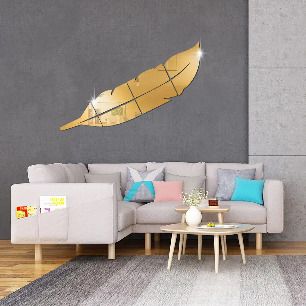 3D Feather Wall Stickers 73cm High Acrylic Mirror - Image 7