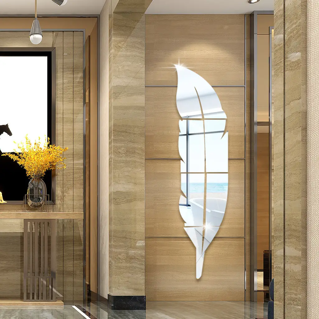 3D Feather Wall Stickers 73cm High Acrylic Mirror - Image 2