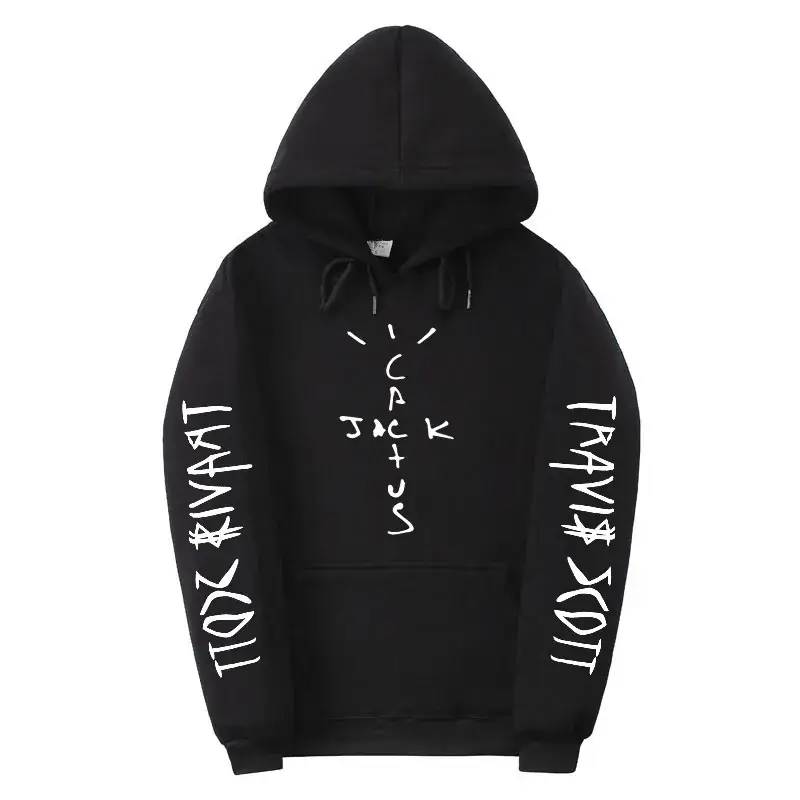 Black Cross-Border Hoodie with Heat Transfer Design - Image 3