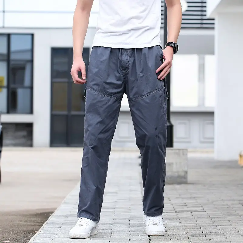 Men's Plus Size Cotton Casual Pants Multi-Pocket Brown - Image 9