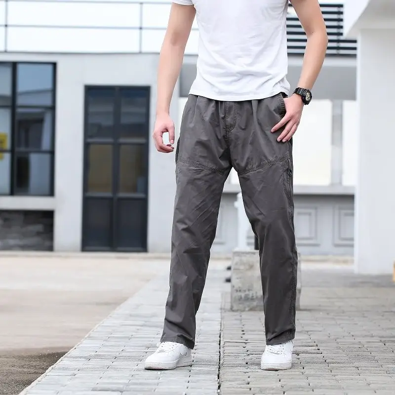 Men's Plus Size Cotton Casual Pants Multi-Pocket Brown - Image 4