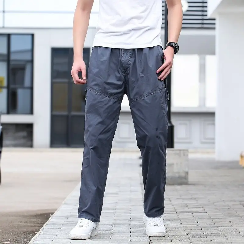 Men's Plus Size Cotton Casual Pants Multi-Pocket Brown - Image 5