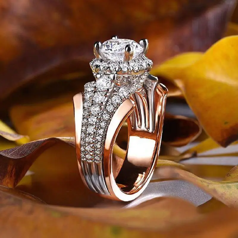 Two Color Micro-Inlaid Zircon Ring for Women - Image 5
