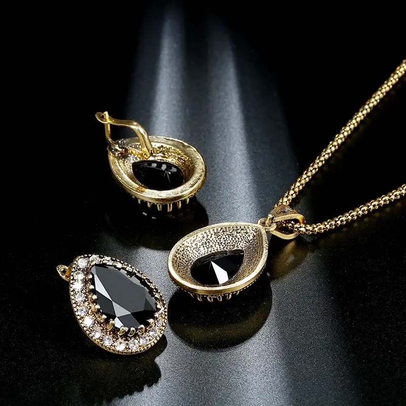 European & American Retro Jewelry Set with Water Drop Design