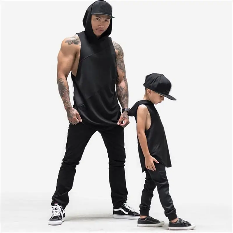 Men's Grey & Mint Cotton Hooded Vest