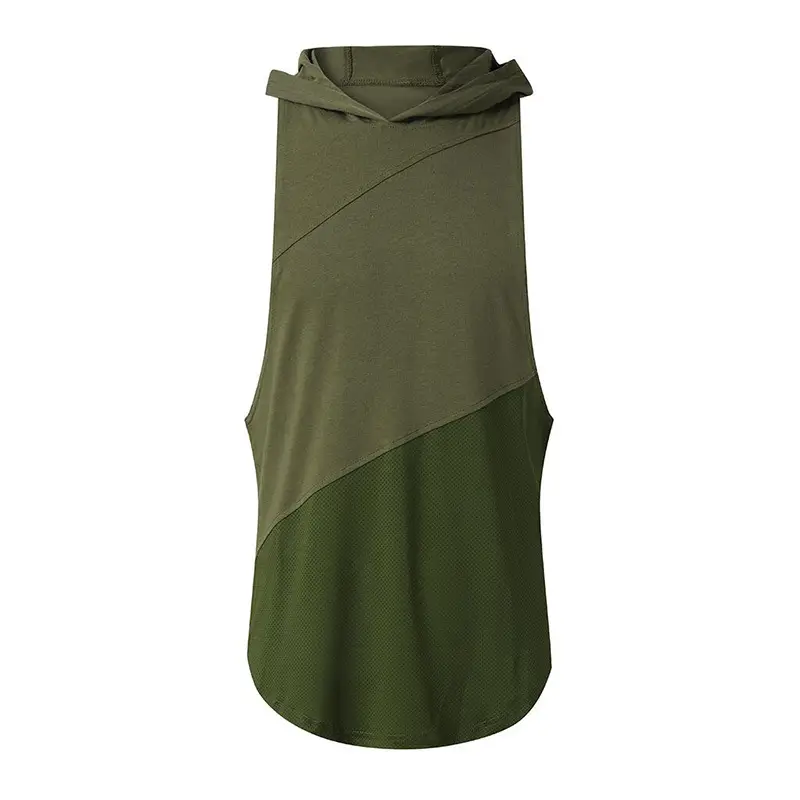 Men's Grey & Mint Cotton Hooded Vest