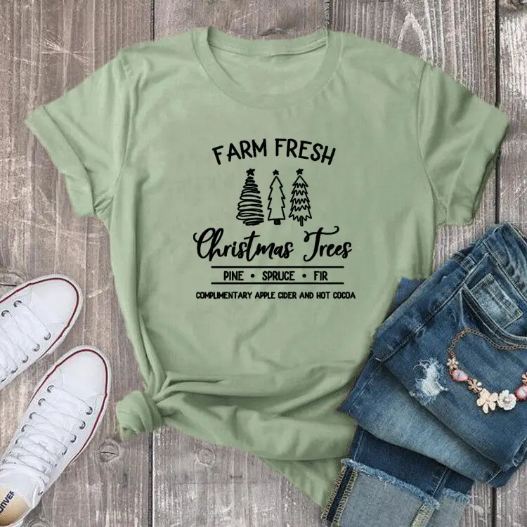 Farm Fresh Christmas T-Shirt with Trees Design - Image 5