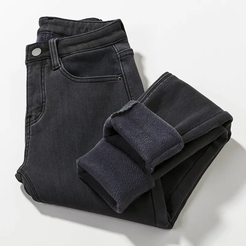 Women's Black Velvet Slimming Jeans Autumn Winter 2020 - Image 30