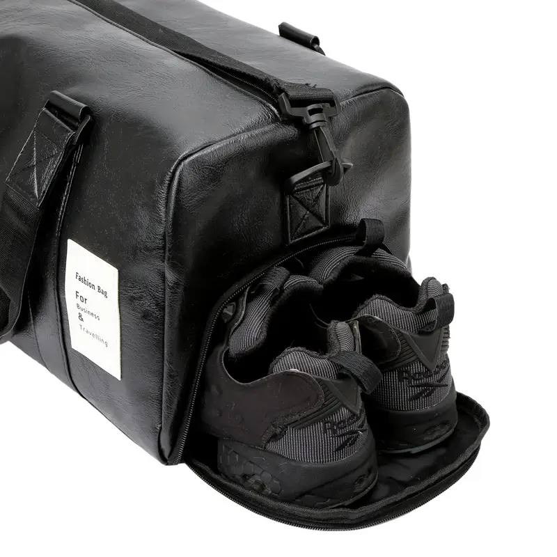 Black Leather Shoulder Bag for Gym Yoga Training - Image 7