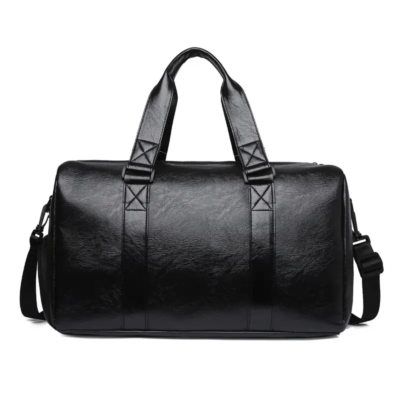 Black Leather Shoulder Bag for Gym Yoga Training - Image 3