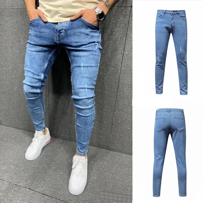Men Skinny Jeans Blue Denim Slim Fit 8837 - Image 4