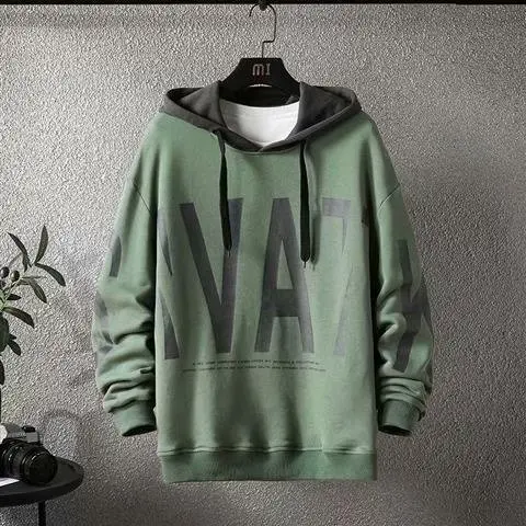 Men's White Graphic Hoodie with Brown Hooded Neck