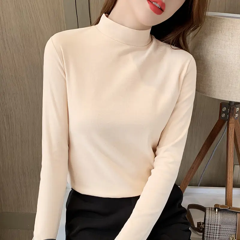 Women's Pink Fleece Lined Half Collar Top Long Sleeve - Image 4
